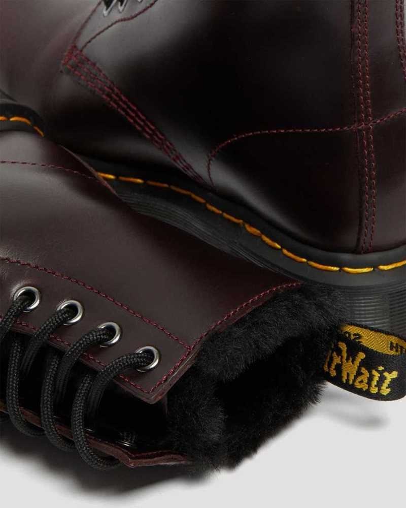 Dr Martens 1460 Serena Faux Fur Lined Lace Up Boots Winter Boots Burgundy | 09631ETNO