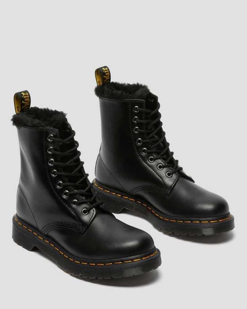 Dr Martens 1460 Serena Faux Fur Lined Lace Up Boots Boots Dark Grey | 58903HFQU