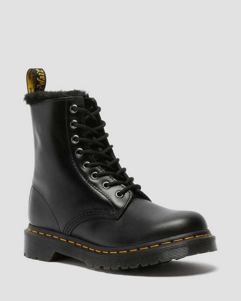 Dr Martens 1460 Serena Faux Fur Lined Lace Up Boots Winter Boots Dark Grey | 53291KEGL