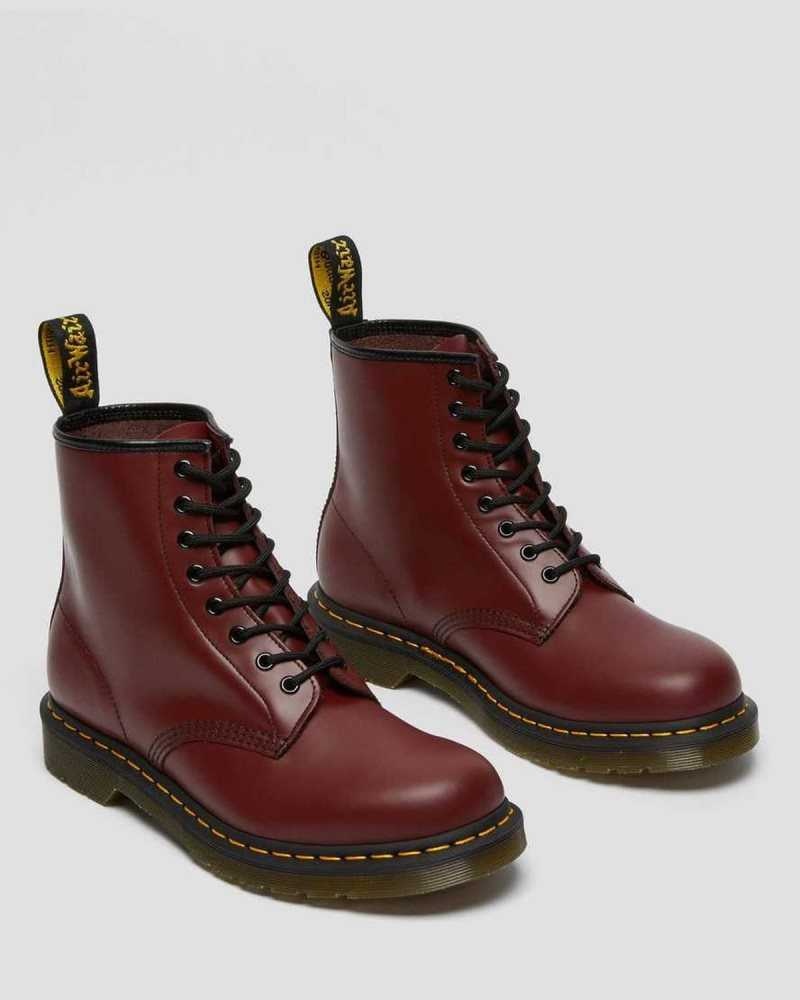 Dr Martens 1460 Smooth Leather Lace Up Boots Boots Pink Red | 96251QZGU