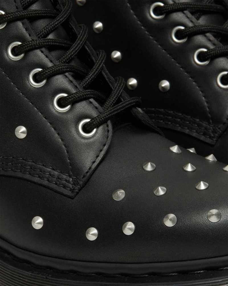 Dr Martens 1460 Stud Wanama Leather Lace Up Boots Ankle Boots Black | 89640SJMO