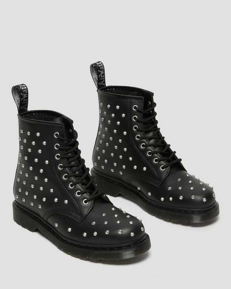 Dr Martens 1460 Stud Wanama Leather Lace Up Boots Ankle Boots Black | 89640SJMO