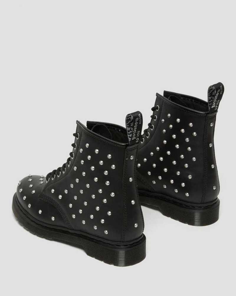 Dr Martens 1460 Stud Wanama Leather Lace Up Boots Ankle Boots Black | 89640SJMO