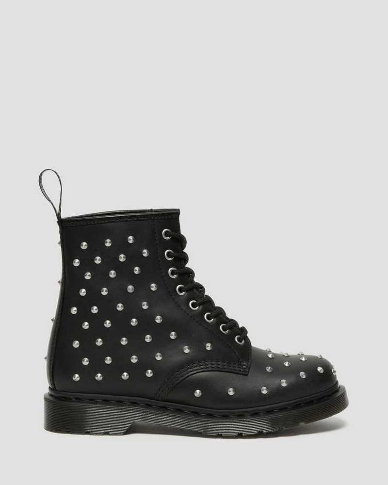 Dr Martens 1460 Stud Wanama Leather Lace Up Boots Ankle Boots Black | 89640SJMO