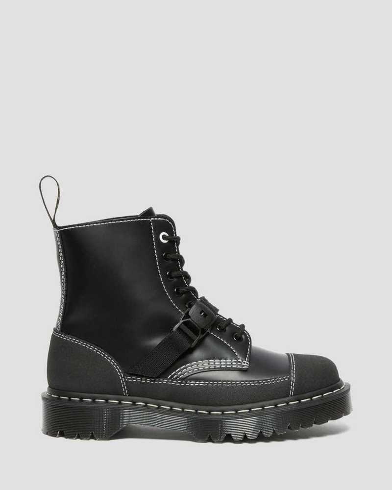 Dr Martens 1460 Tech Leather Lace Up Boots Made In England Black | 10476CNZJ