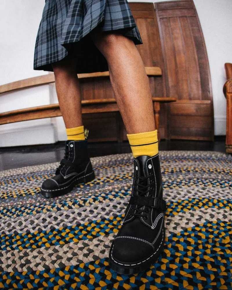 Dr Martens 1460 Tech Leather Lace Up Boots Ankle Boots Black | 05943NAZY