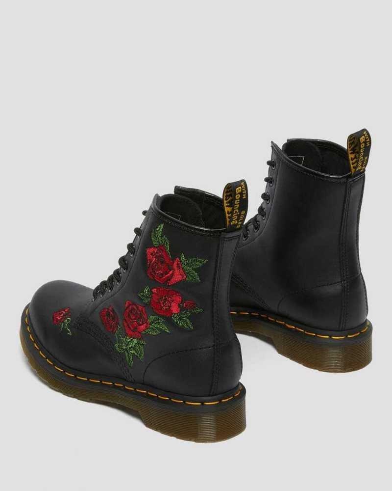 Dr Martens 1460 Vonda Floral Leather Lace Up Boots Ankle Boots Black | 17569JSPI