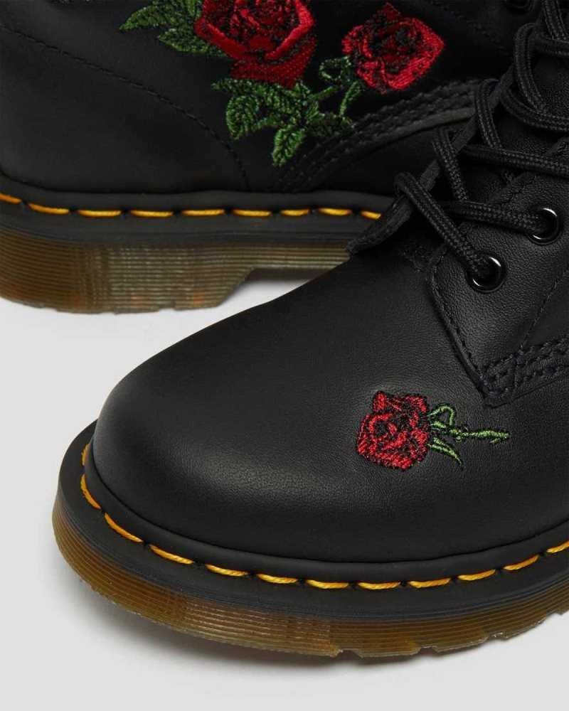 Dr Martens 1460 Vonda Floral Leather Lace Up Boots Ankle Boots Black | 17569JSPI