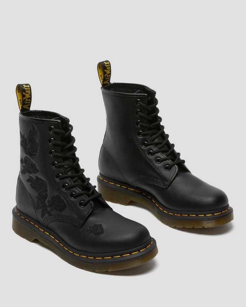 Dr Martens 1460 Vonda Mono Floral Boots Boots Black | 90715NZYP