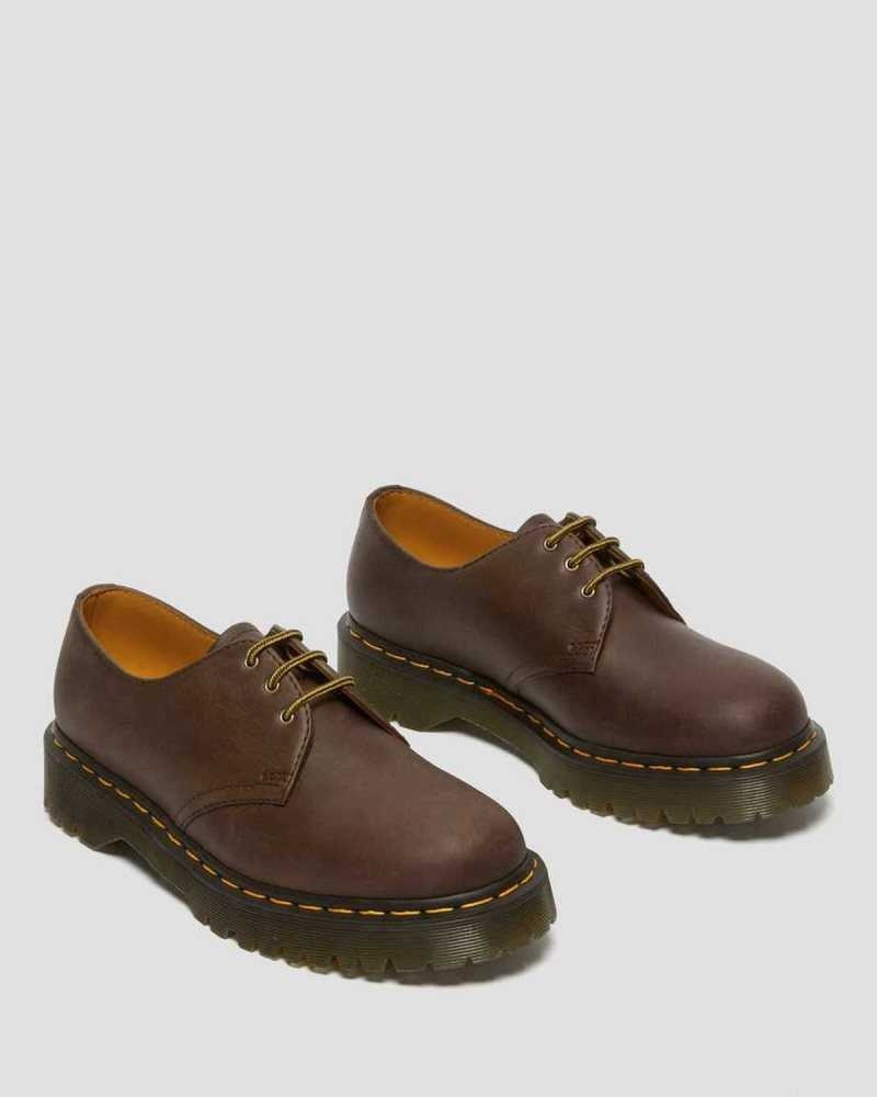 Dr Martens 1461 Bex Crazy Horse Leather Oxford Shoes Platform Shoes Dark Brown | 76805EGSH