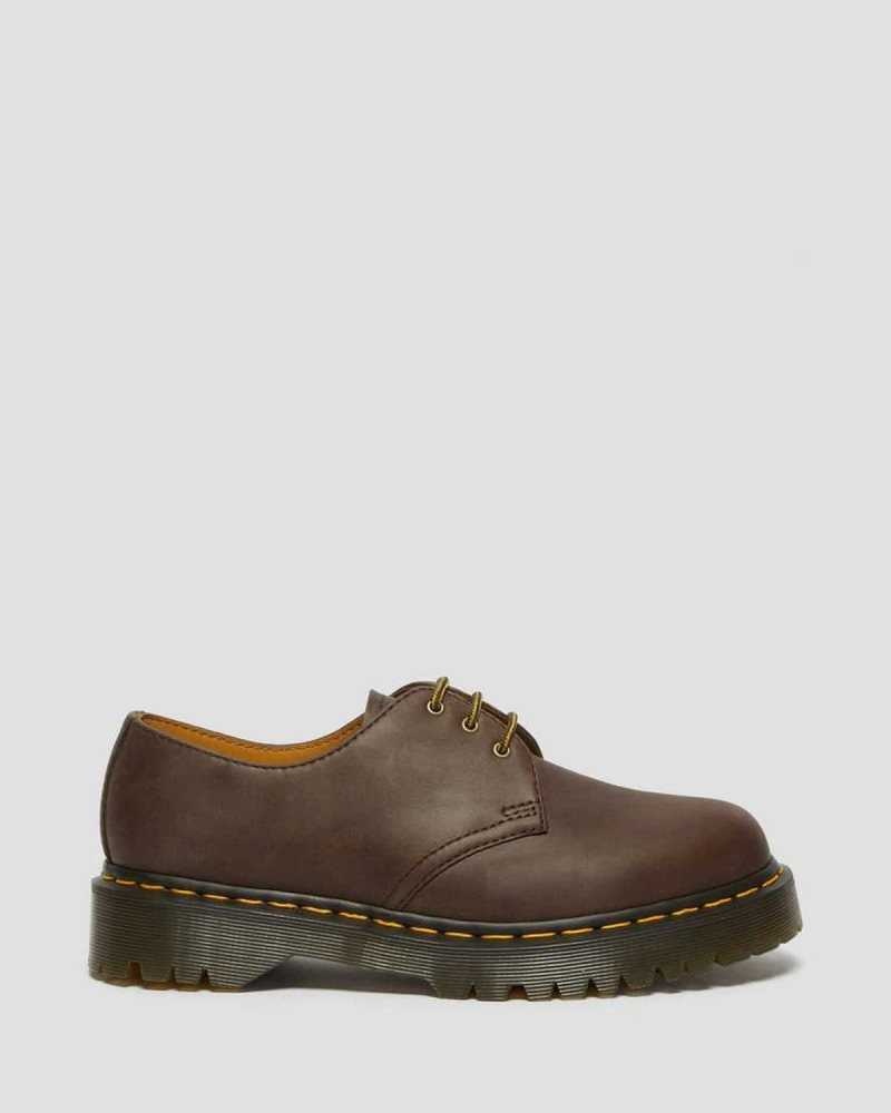 Dr Martens 1461 Bex Crazy Horse Leather Oxford Shoes Platform Shoes Dark Brown | 76805EGSH