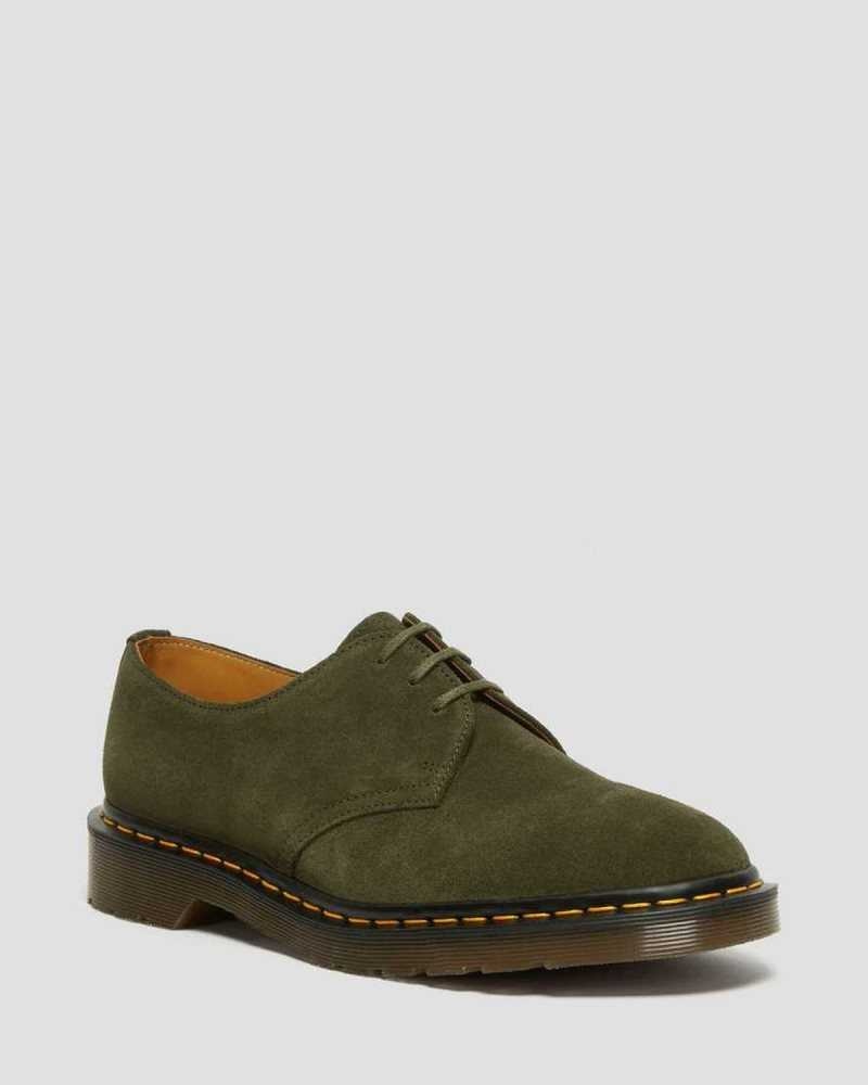 Dr Martens 1461 Buck Suede Oxford Shoes Made In England Green | 42570VUKZ