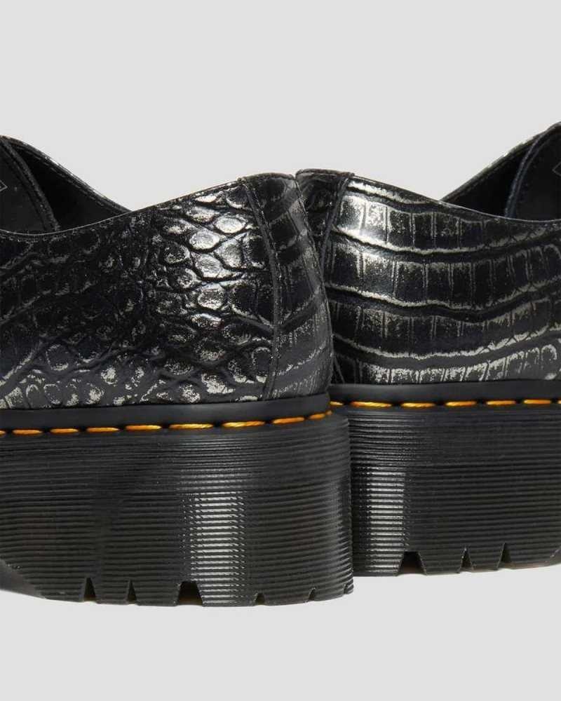 Dr Martens 1461 Croc Emboss Leather Platform Shoes Originals Shoes Grey | 12954TPKD