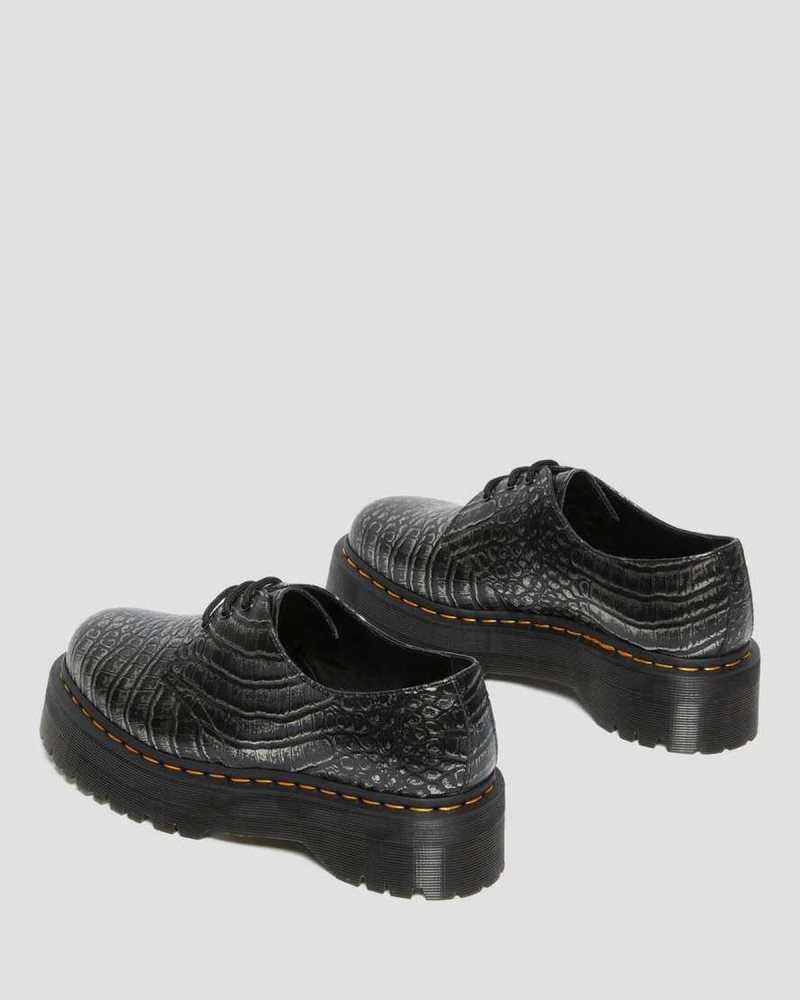 Dr Martens 1461 Croc Emboss Leather Platform Shoes Oxfords Shoes Grey | 04762AWVK