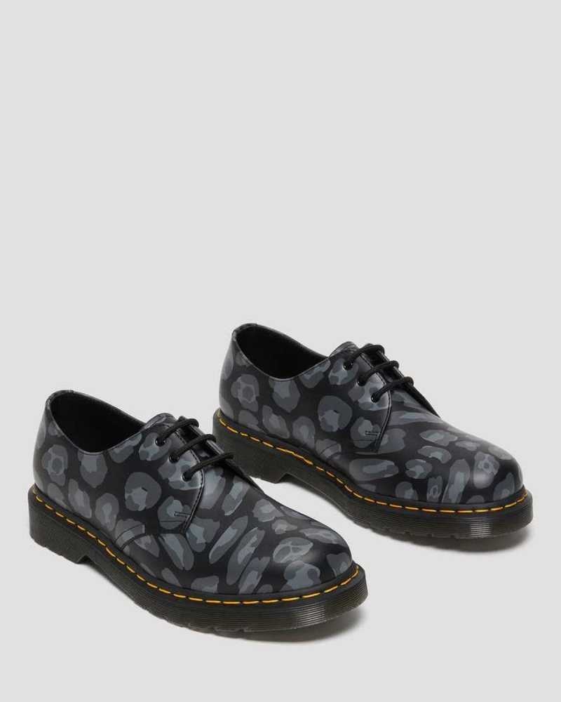 Dr Martens 1461 Distorted Leopard Print Oxford Shoes Originals Shoes Black Leopard | 18475UYES