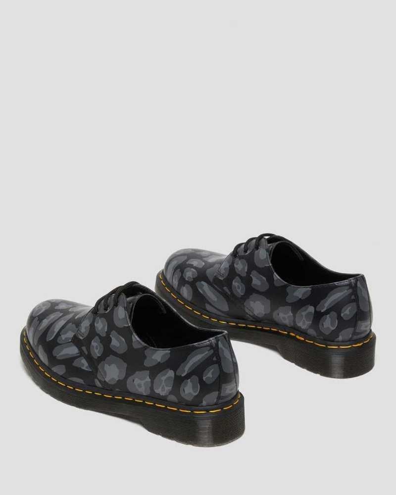 Dr Martens 1461 Distorted Leopard Print Oxford Shoes Originals Shoes Black Leopard | 18475UYES