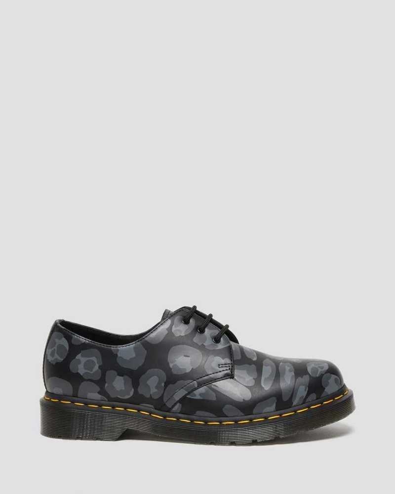 Dr Martens 1461 Distorted Leopard Print Oxford Shoes Originals Shoes Black Leopard | 18475UYES