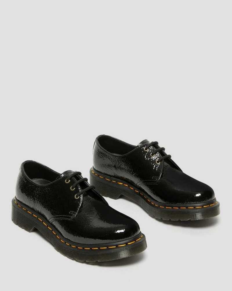 Dr Martens 1461 Distressed Patent Oxford Shoes Originals Shoes Black | 17634HODZ