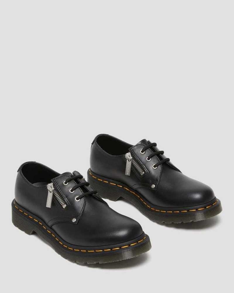 Dr Martens 1461 Double Zip Leather Oxford Shoes Oxfords Shoes Black | 79651WLIC