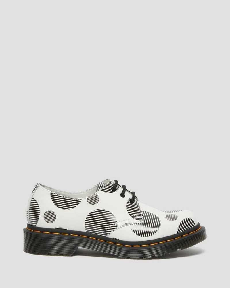 Dr Martens 1461 Polka Dot Smooth Leather Oxford Shoes Originals Shoes White | 57394XKYZ