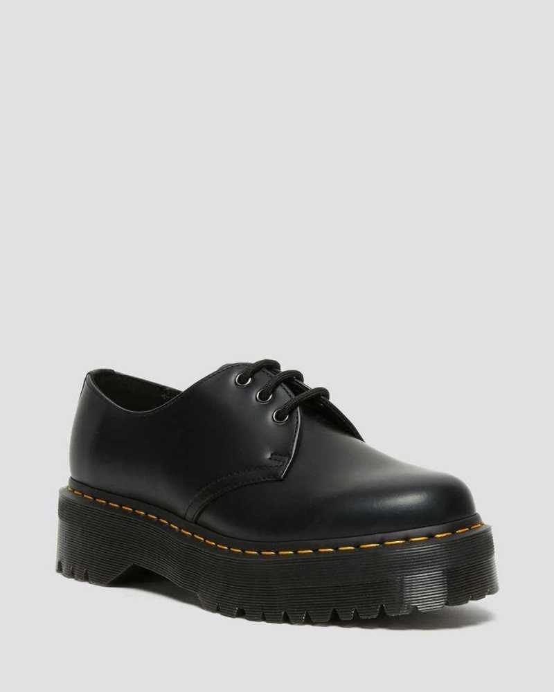 Dr Martens 1461 Smooth Leather Platform Shoes Platform Shoes Black | 15364JNRW