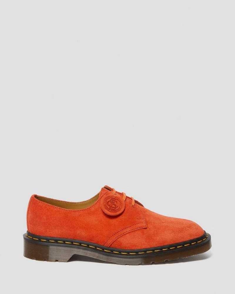 Dr Martens 1461 Suede Oxford Shoes Made In England Red | 50987ARQZ