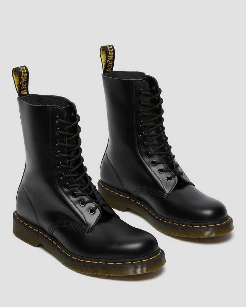 Dr Martens 1490 Smooth Leather Mid Calf Boots Boots Black | 24805LPBI