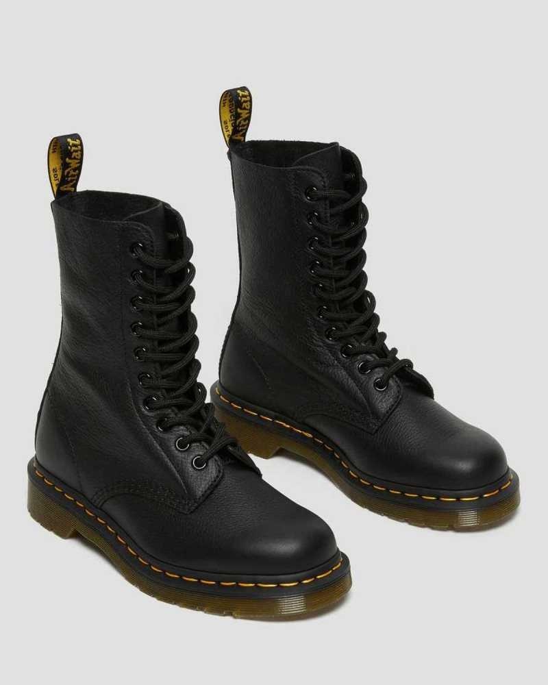 Dr Martens 1490 Virginia Leather Mid Calf Boots Boots Black | 18639QFIW