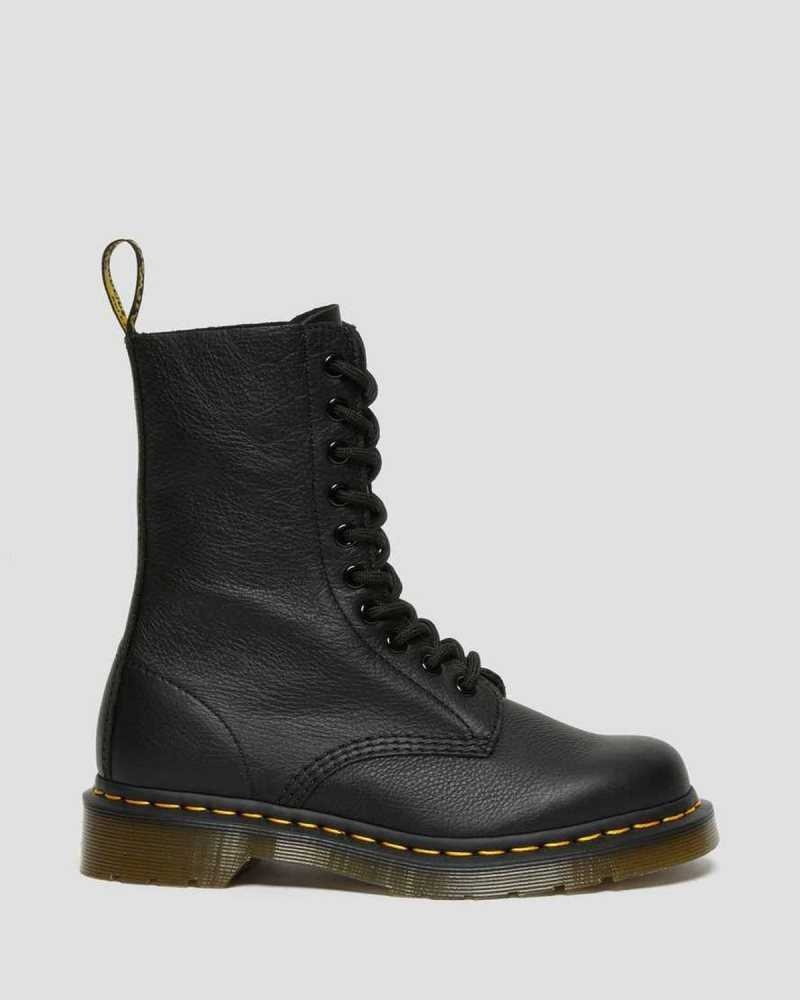 Dr Martens 1490 Virginia Leather Mid Calf Boots Boots Black | 18639QFIW