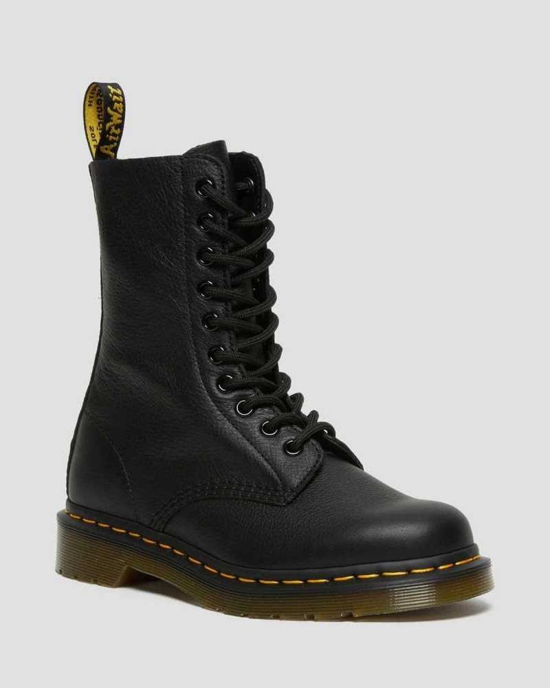 Dr Martens 1490 Virginia Leather Mid Calf Boots Boots Black | 18639QFIW