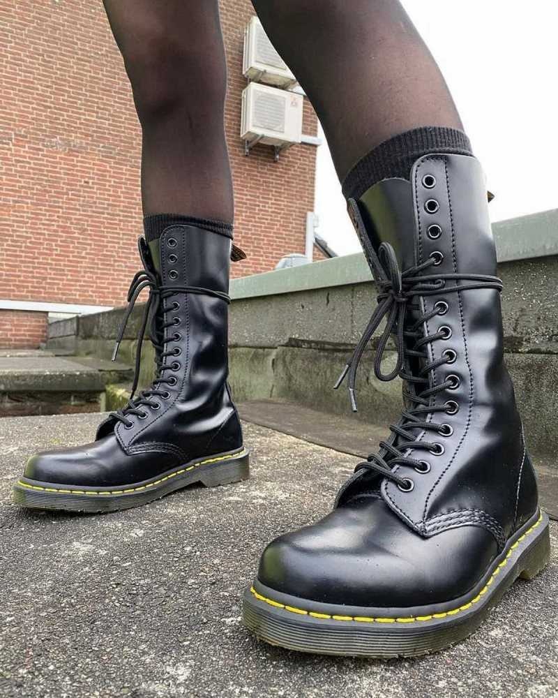 Dr Martens 1914 Smooth Leather Tall Boots Boots Black | 61920PKOW