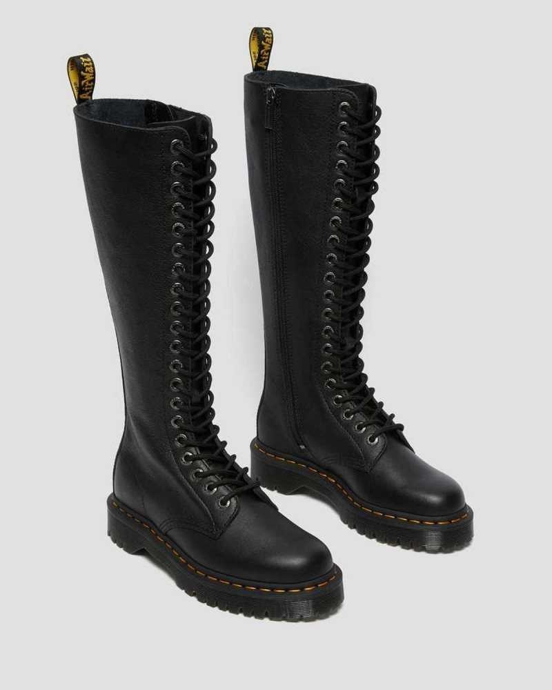 Dr Martens 1B60 Bex Pisa Leather Knee High Boots Platform Boots Black | 30876OFCB