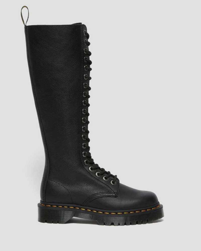 Dr Martens 1B60 Bex Pisa Leather Knee High Boots Platform Boots Black | 30876OFCB