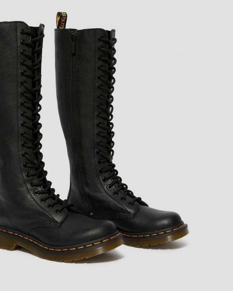 Dr Martens 1B60 Virginia Leather Knee High Boots Boots Black | 54193MPCW