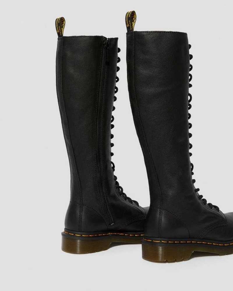 Dr Martens 1B60 Virginia Leather Knee High Boots Boots Black | 54193MPCW