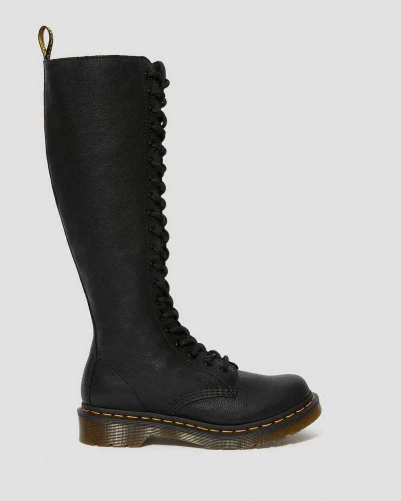 Dr Martens 1B60 Virginia Leather Knee High Boots Boots Black | 54193MPCW