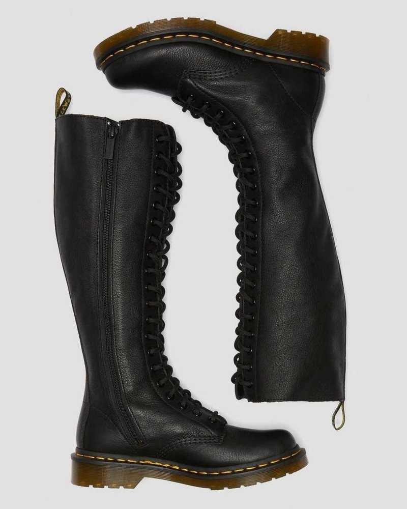 Dr Martens 1B60 Virginia Leather Knee High Boots Boots Black | 54193MPCW