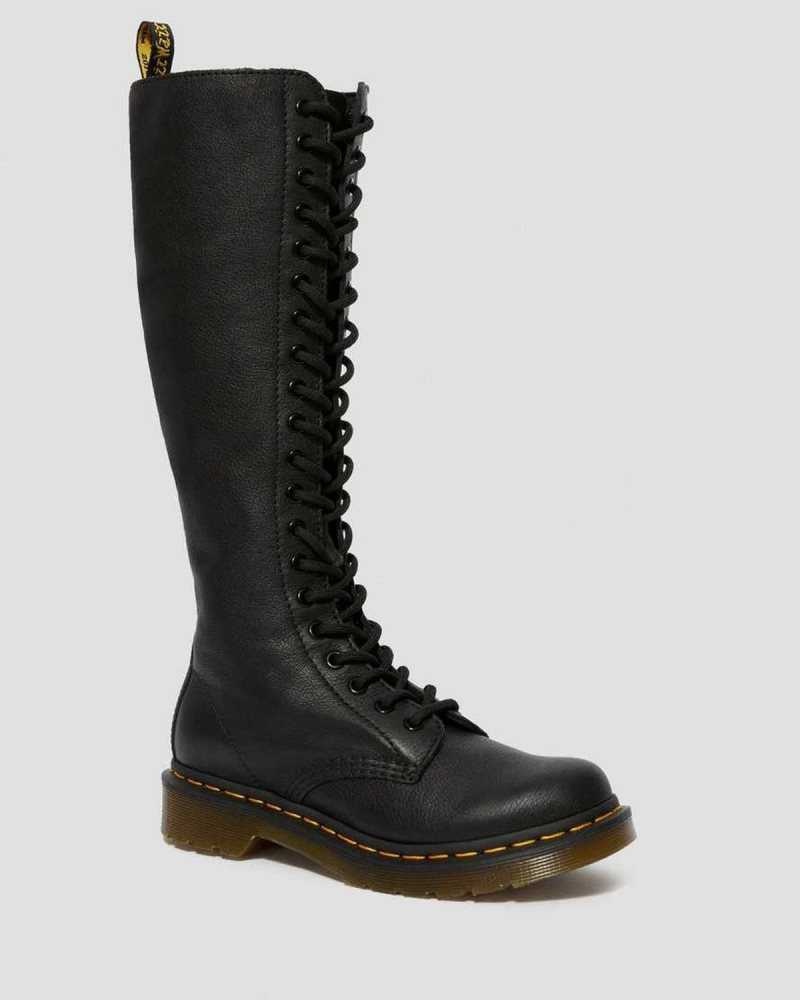 Dr Martens 1B60 Virginia Leather Knee High Boots Boots Black | 54193MPCW