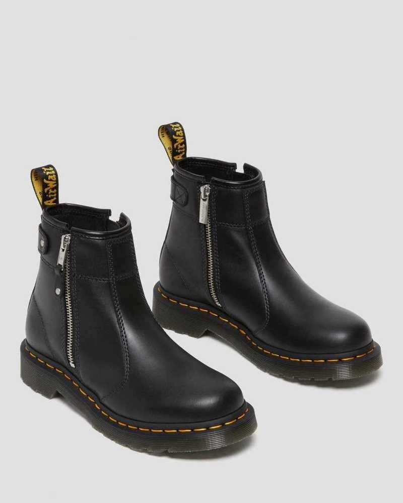 Dr Martens 2976 Double Zip Leather Chelsea Boots Originals Shoes Black | 70251IDAC