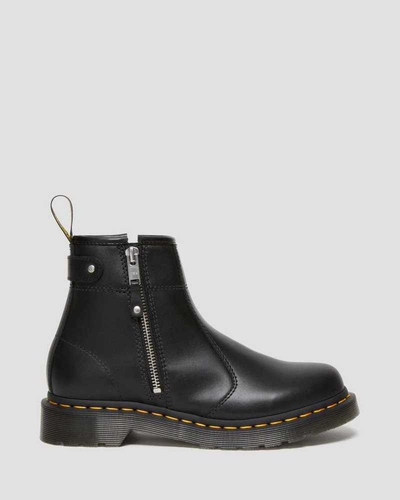 Dr Martens 2976 Double Zip Leather Chelsea Boots Originals Shoes Black | 70251IDAC