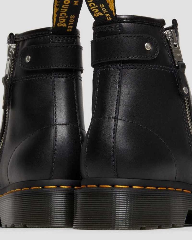 Dr Martens 2976 Double Zip Leather Chelsea Boots Chelsea Boots Black | 45173OVLJ