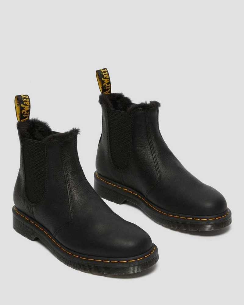 Dr Martens 2976 Faux Fur Lined Chelsea Boots Winter Boots Black | 24853JUID