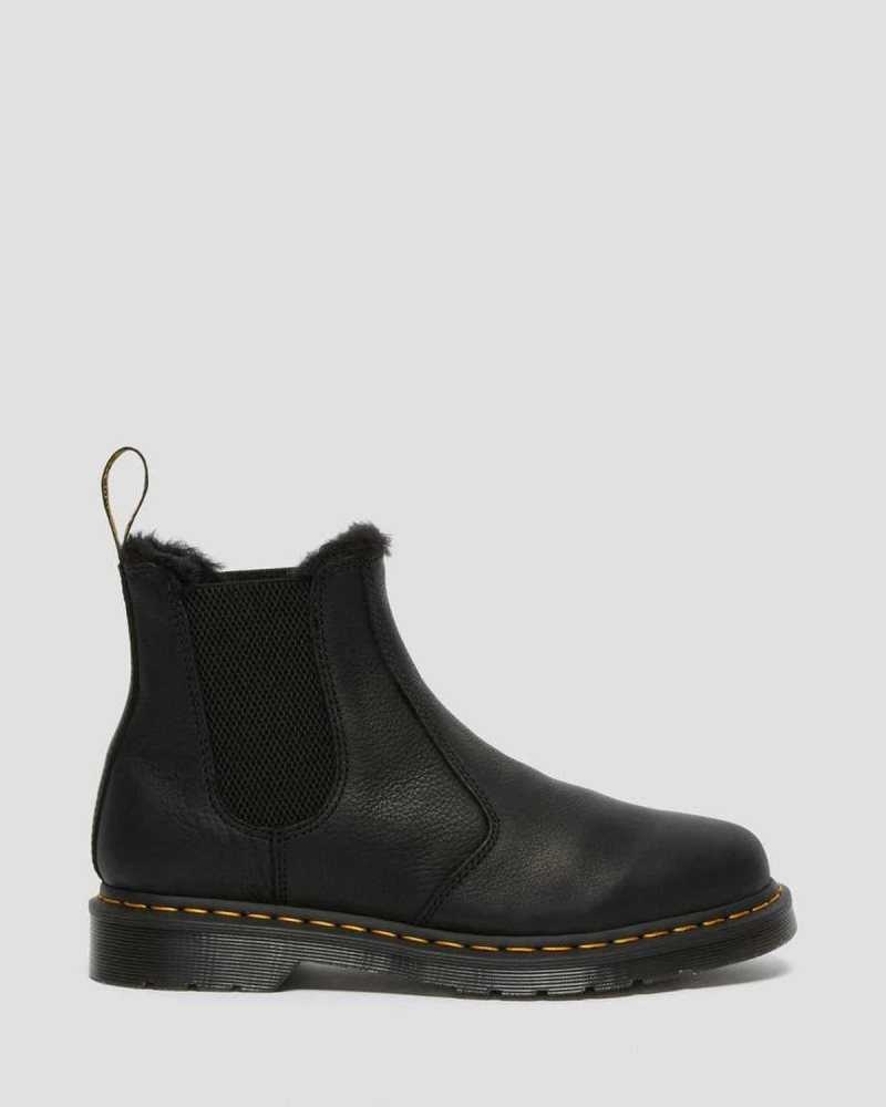 Dr Martens 2976 Faux Fur Lined Chelsea Boots Winter Boots Black | 24853JUID