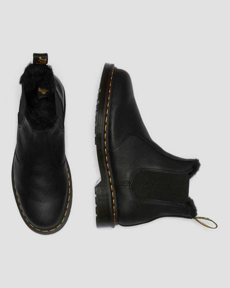 Dr Martens 2976 Faux Fur Lined Chelsea Boots Winter Boots Black | 24853JUID