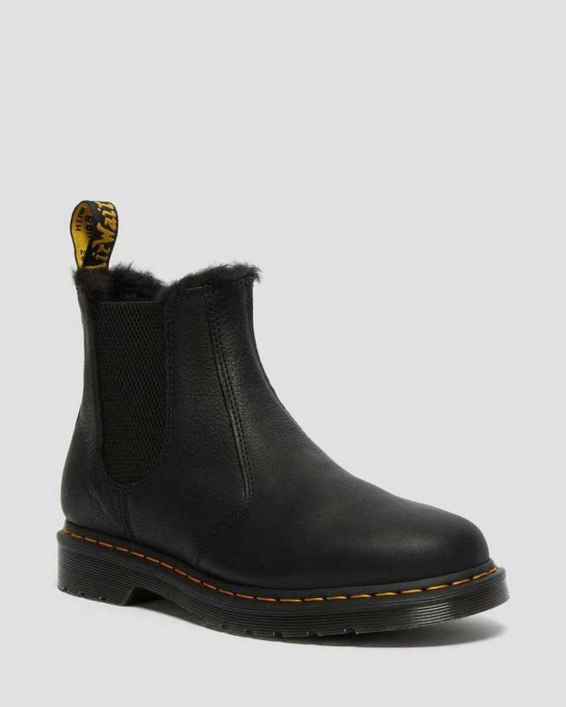 Dr Martens 2976 Faux Fur Lined Chelsea Boots Winter Boots Black | 24853JUID