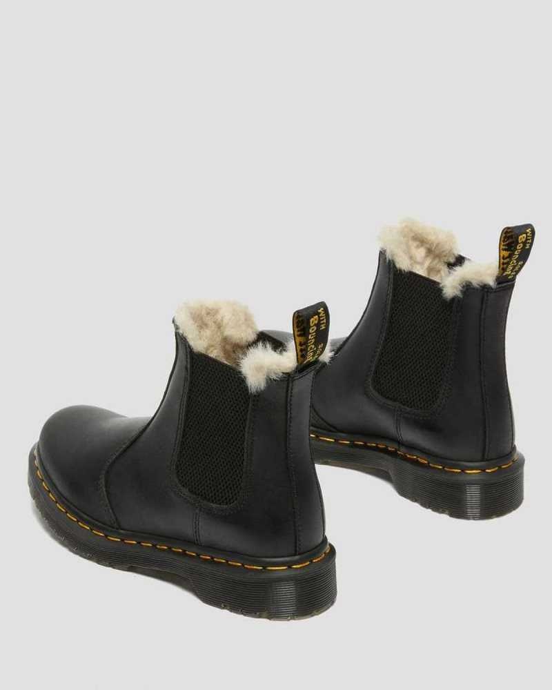 Dr Martens 2976 Faux Fur Lined Chelsea Boots Boots Black | 18954ZHSW