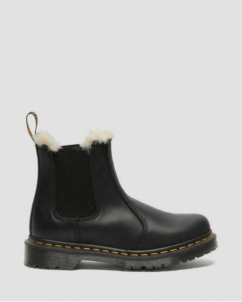 Dr Martens 2976 Faux Fur Lined Chelsea Boots Boots Black | 18954ZHSW