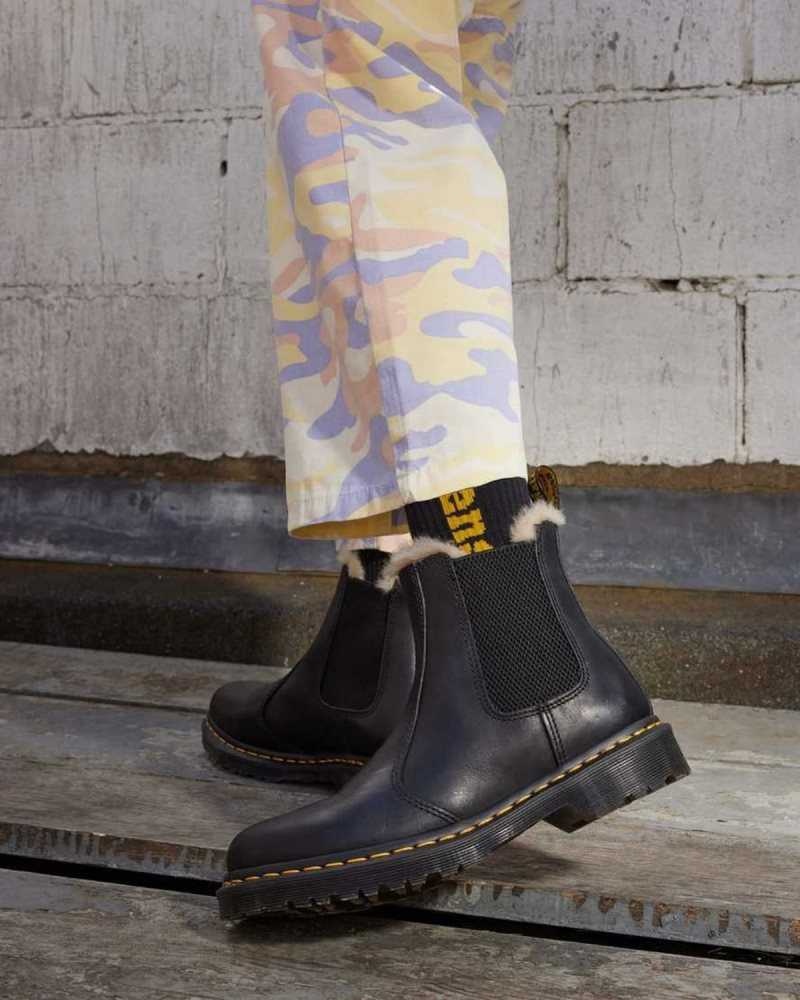 Dr Martens 2976 Faux Fur Lined Chelsea Boots Chelsea Boots Black | 98701RMIC