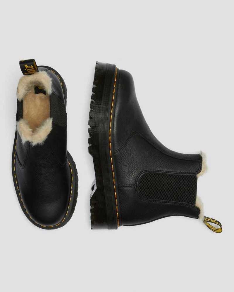 Dr Martens 2976 Faux Fur Lined Platform Chelsea Boots Chelsea Boots Black | 19562MWQR