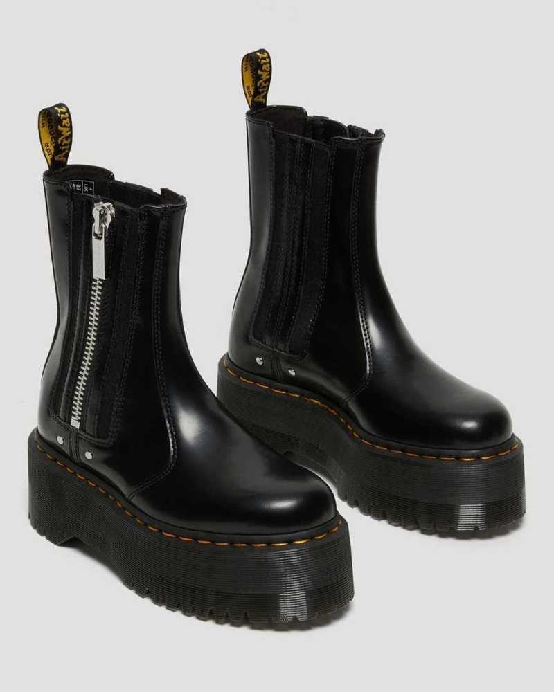 Dr Martens 2976 Max Leather Platform Chelsea Boots Platform Boots Black | 49573JOMQ